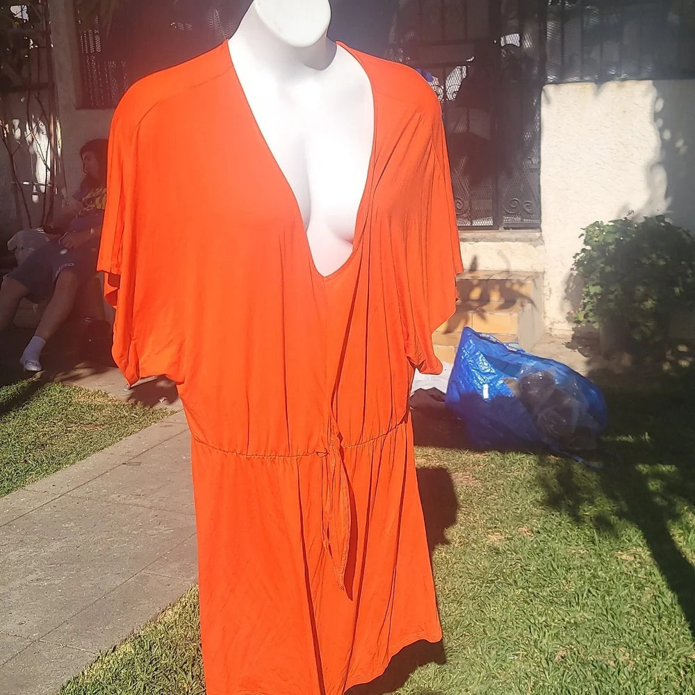 Venus orange swimsuit cover up mini dress plus size 1x 18 20 beach swim pool